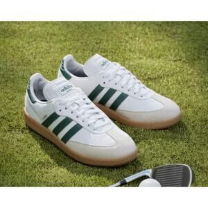 NWT Adidas Sambas Spikeless Golf Shoes Green White Striped Mens 9.5 Womens 10.5